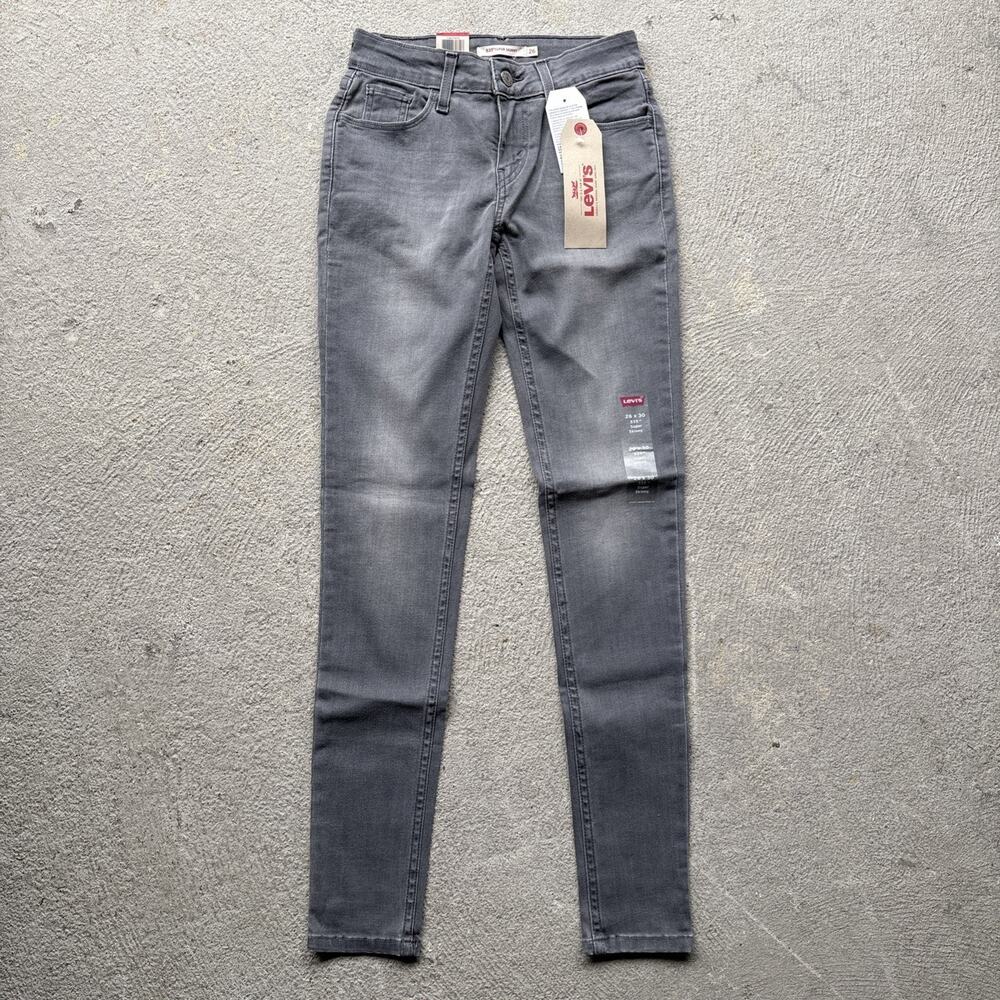 New Levi's Super Skinny Grey Denim Jeans Solid 5-Pocket Button Zip Women 26 x 30